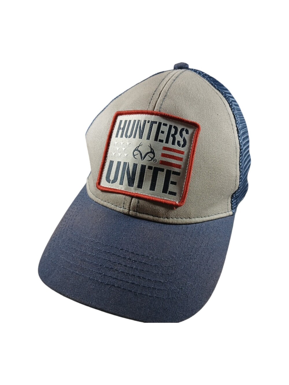 Hunters Unite Blue Gray Red Realtree Snapback Baseball Cap Hat Outdoor Patriotic